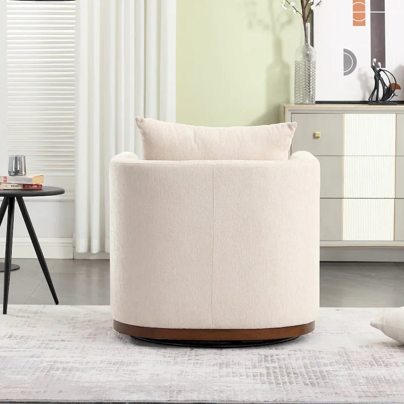 GDFStudio - Harper Chenille Swivel Barrel Chair with Sturdy Metal Base and Ergonomic Design