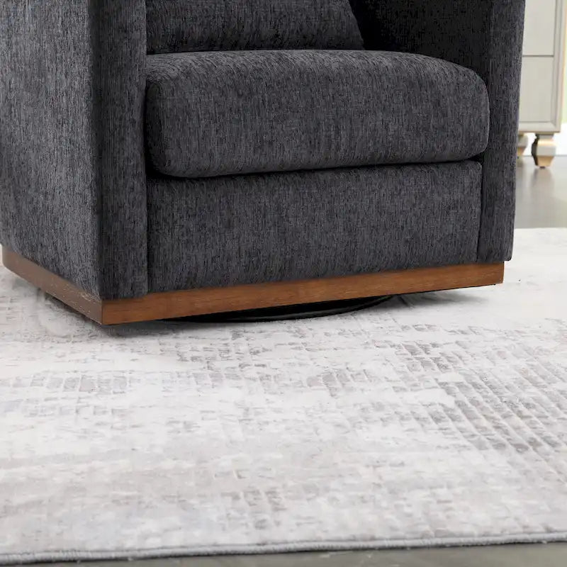 GDFStudio - Harper Chenille Swivel Barrel Chair with Sturdy Metal Base and Ergonomic Design