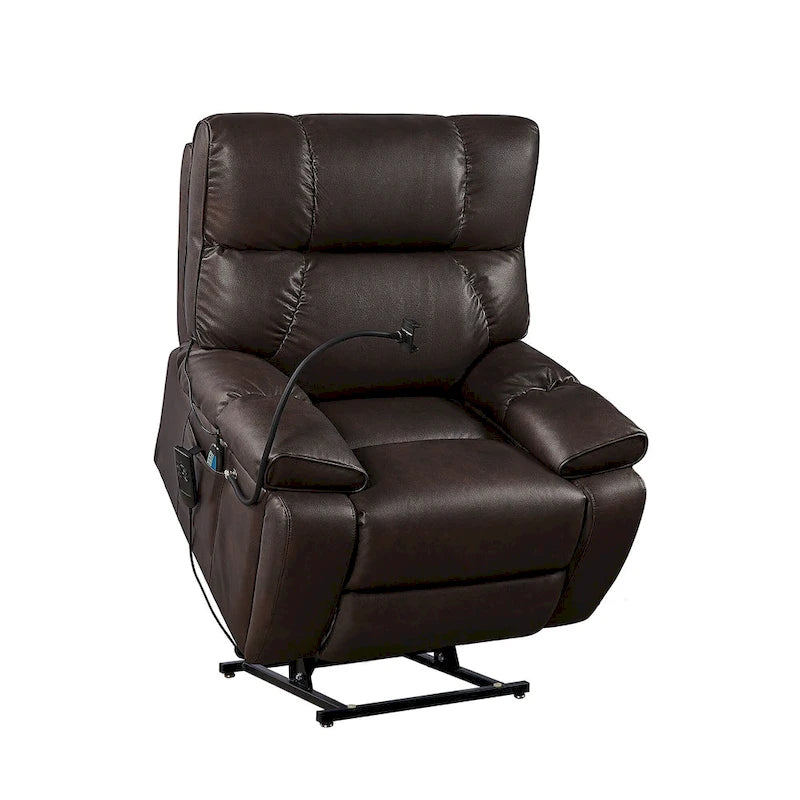 Christopher Knight Home - Power Lift Recliner Chair with Dual Motors, Massage, Heat, Cup Holders & Adjustable Phone Holder