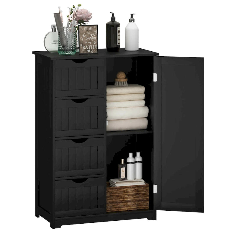Costway Wooden 4 Drawer Bathroom Floor Cabinet Storage Cupboard 2