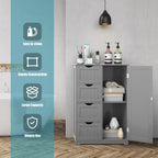 Costway Wooden 4 Drawer Bathroom Floor Cabinet Storage Cupboard 2
