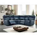 Genuine Leather Power Recliner Sectional Sofa with Ajustable Headrest, Dual Power, USB&USB-C Port