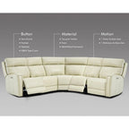 Genuine Leather Power Recliner Sectional Sofa with Ajustable Headrest, Dual Power, USB&USB-C Port