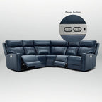 Genuine Leather Power Recliner Sectional Sofa with Ajustable Headrest, Dual Power, USB&USB-C Port