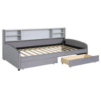Platform Corner Bed Frame Upholstered Bed with Storage and Drawers