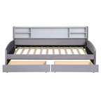 Platform Corner Bed Frame Upholstered Bed with Storage and Drawers