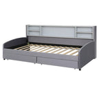 Platform Corner Bed Frame Upholstered Bed with Storage and Drawers