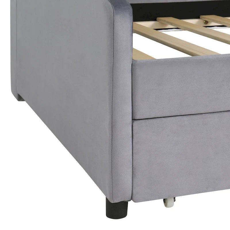 Platform Corner Bed Frame Upholstered Bed with Storage and Drawers
