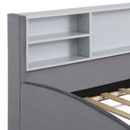 Platform Corner Bed Frame Upholstered Bed with Storage and Drawers