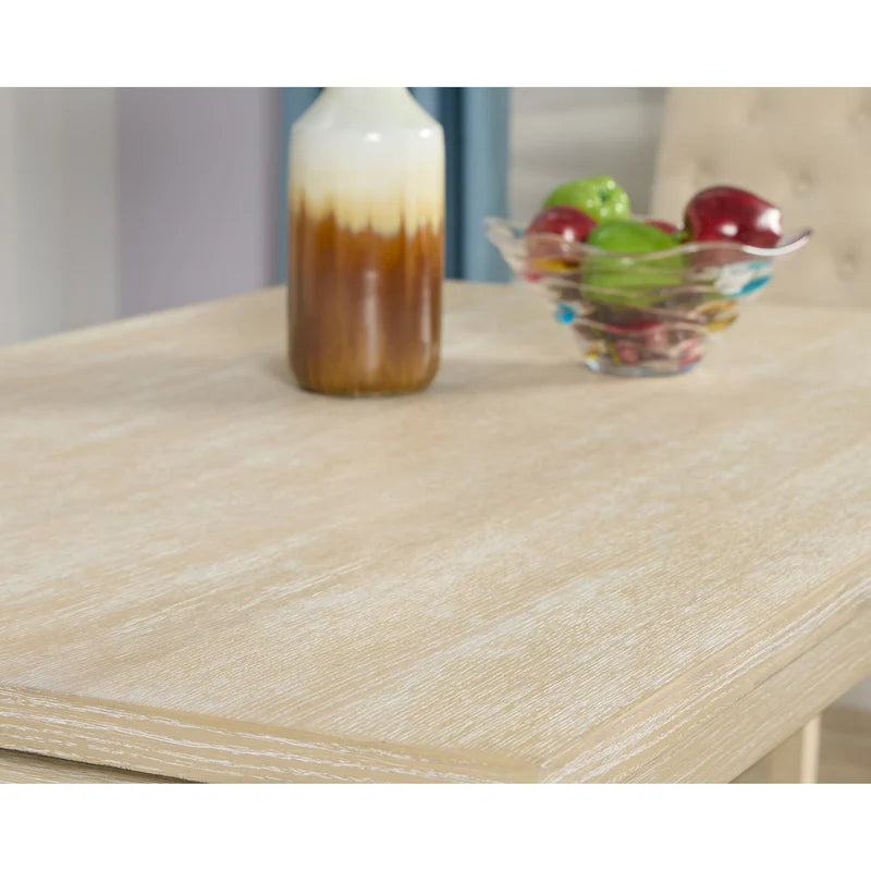 Modern Dining Table and Chairs Set Home Party Dining Table and Chairs Set with 6 Tufted Chairs and Turned Leg for Kitchen