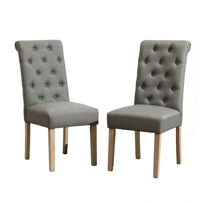 Modern Dining Table and Chairs Set Home Party Dining Table and Chairs Set with 6 Tufted Chairs and Turned Leg for Kitchen