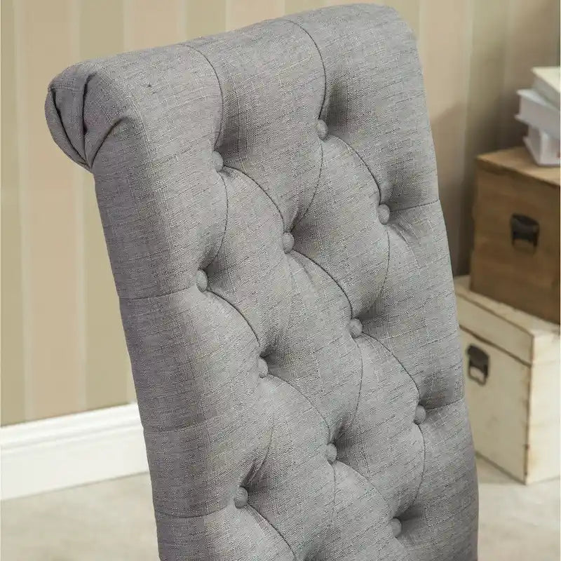 Modern Dining Table and Chairs Set Home Party Dining Table and Chairs Set with 6 Tufted Chairs and Turned Leg for Kitchen