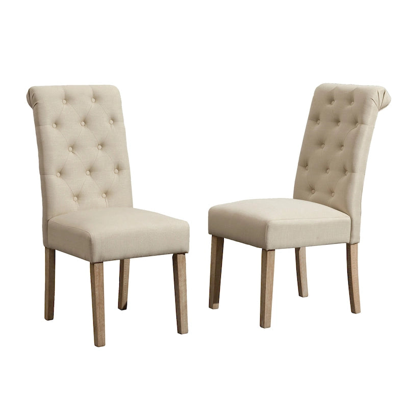 Modern Dining Table and Chairs Set Home Party Dining Table and Chairs Set with 6 Tufted Chairs and Turned Leg for Kitchen