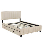 Queen Size Velvet Platform Bed with 1 Twin XL Trundle Upholstered Bed Frame and 2 Drawers Storage Bed No Box Spring Needed