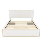 Comfy Queen Size Upholstered Platform Bed with 4 Drawers Ample Storage & Headboard, Footboard & Hidden Both Sides Drawers