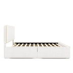 Comfy Queen Size Upholstered Platform Bed with 4 Drawers Ample Storage & Headboard, Footboard & Hidden Both Sides Drawers