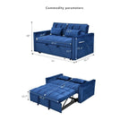 Modern Velvet Loveseat Futon Sofa Couch Pullout Bed, Small Love Seat Lounge Sofa w/Reclining Backrest, Toss Pillows, Pockets