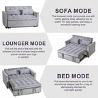Modern Velvet Loveseat Futon Sofa Couch Pullout Bed, Small Love Seat Lounge Sofa w/Reclining Backrest, Toss Pillows, Pockets