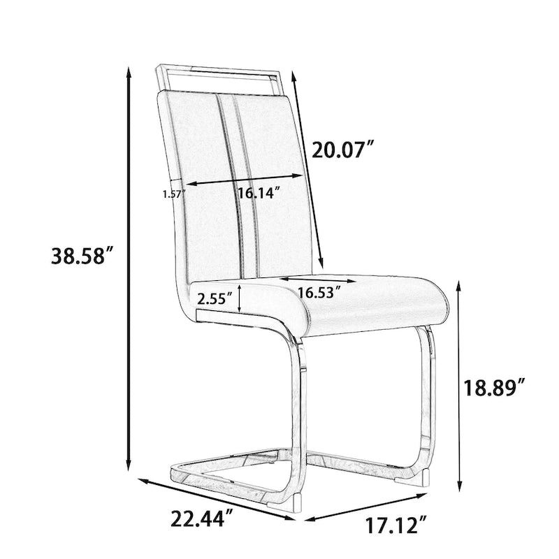 PU Leather High Back Upholstered Dining Chair w/ Metal Legs (Set of 4)