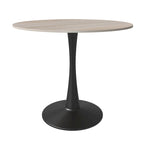 Bristol 32 Round Minimalist Dining Table for 4, Sintered Stone Top & Black Iron Pedestal Base for Kitchen & Dining Room