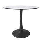 Bristol 32 Round Minimalist Dining Table for 4, Sintered Stone Top & Black Iron Pedestal Base for Kitchen & Dining Room
