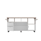 Rolling Kitchen Island Cart with Flip-Top Table, 2 Drawers, 2 Cabinets, and Towel Rack Buffet Sidboard