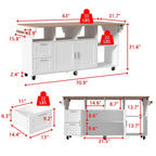 Rolling Kitchen Island Cart with Flip-Top Table, 2 Drawers, 2 Cabinets, and Towel Rack Buffet Sidboard