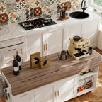 Rolling Kitchen Island Cart with Flip-Top Table, 2 Drawers, 2 Cabinets, and Towel Rack Buffet Sidboard