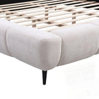 King Size Chenille Upholstered Platform Bed Shell-Shape Design Beds