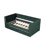 Twin Velvet Tufted Daybed with Trundle & Storage