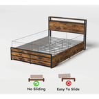 Full Size Storage Bed with LED Lights, Charging Station & 8 Drawers