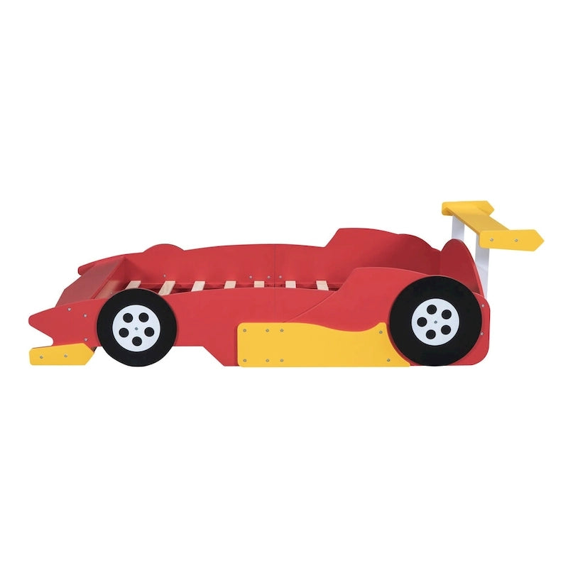 Full Size Race Car-Shaped Platform Bed with Wheels