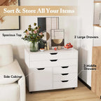 Costway 5-Drawer File Cabinet Mobile Chest of Drawers with Side - See Details