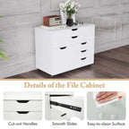 Costway 5-Drawer File Cabinet Mobile Chest of Drawers with Side - See Details
