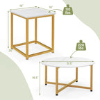 Costway 3 PCS Coffee Table Set Round Coffee Table and 2PCS Square End - See Details