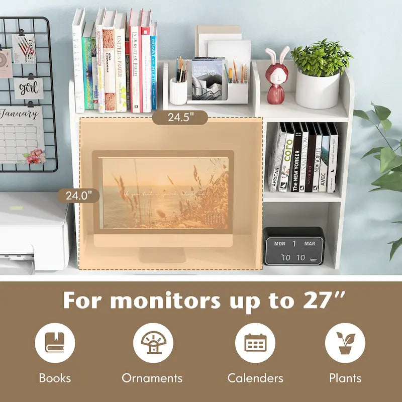 Costway Desk Bookshelf Desktop Storage Organizer Display Shelf Rack