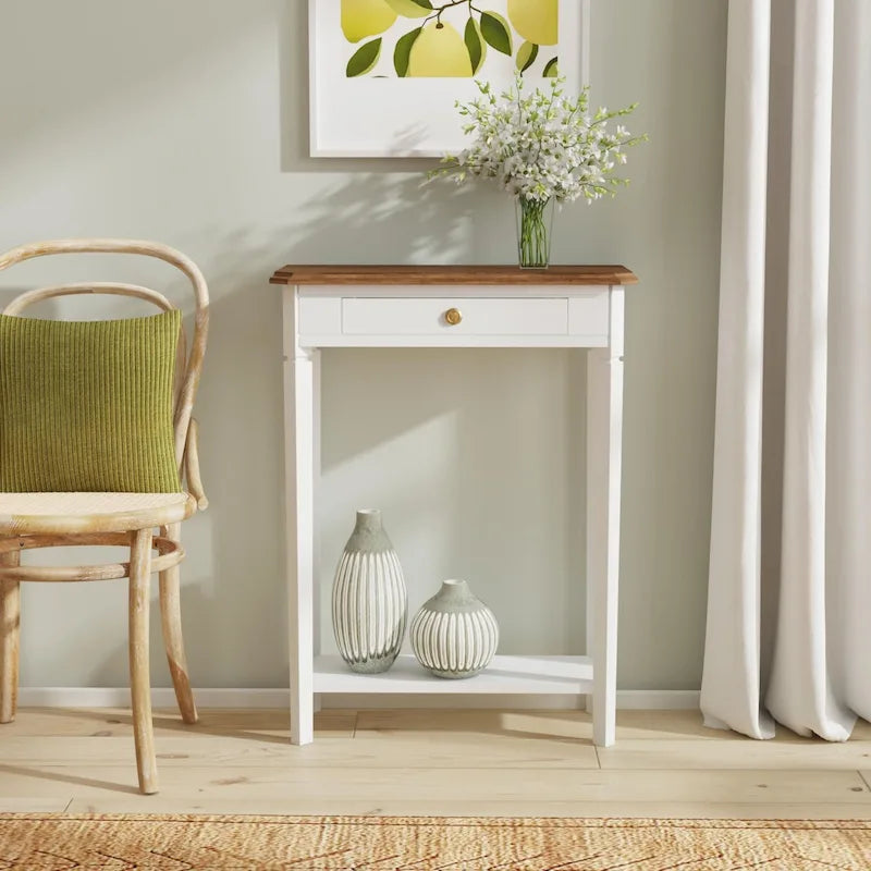 Marnie Two-tone 1-drawer Solid Wood Console Accent Table with Shelf by