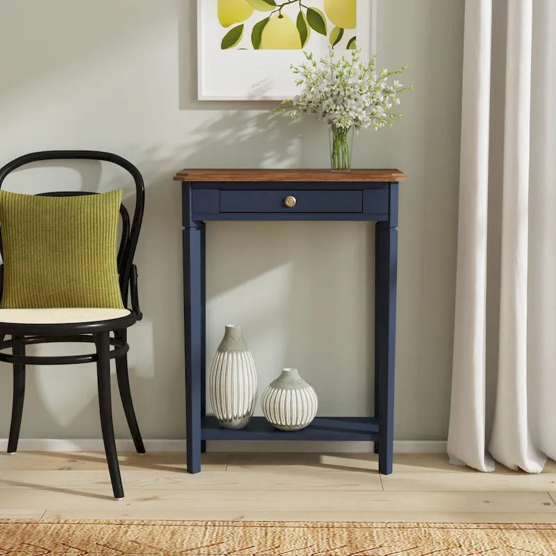 Marnie Two-tone 1-drawer Solid Wood Console Accent Table with Shelf by 