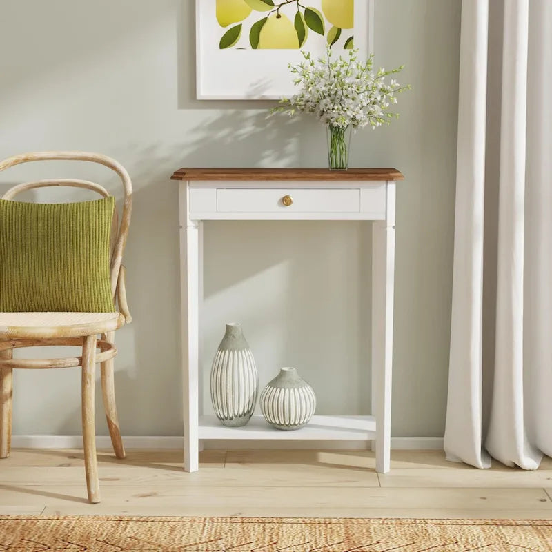 Marnie Two-tone 1-drawer Solid Wood Console Accent Table with Shelf by