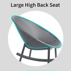Set of 2 Mid-Century Modern Plastic Rocking Lounge Chair Plastic Legs with Breathable Egg Shaped Seat for Indoor/Outdoor