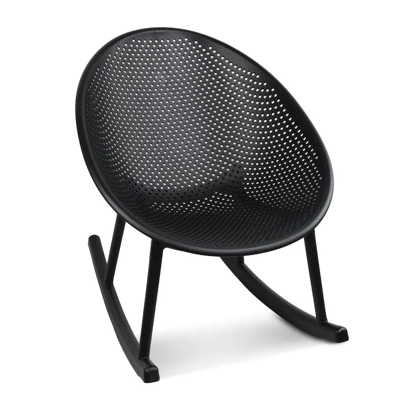 Set of 2 Mid-Century Modern Plastic Rocking Lounge Chair Plastic Legs with Breathable Egg Shaped Seat for Indoor/Outdoor