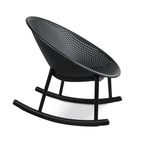 Set of 2 Mid-Century Modern Plastic Rocking Lounge Chair Plastic Legs with Breathable Egg Shaped Seat for Indoor/Outdoor