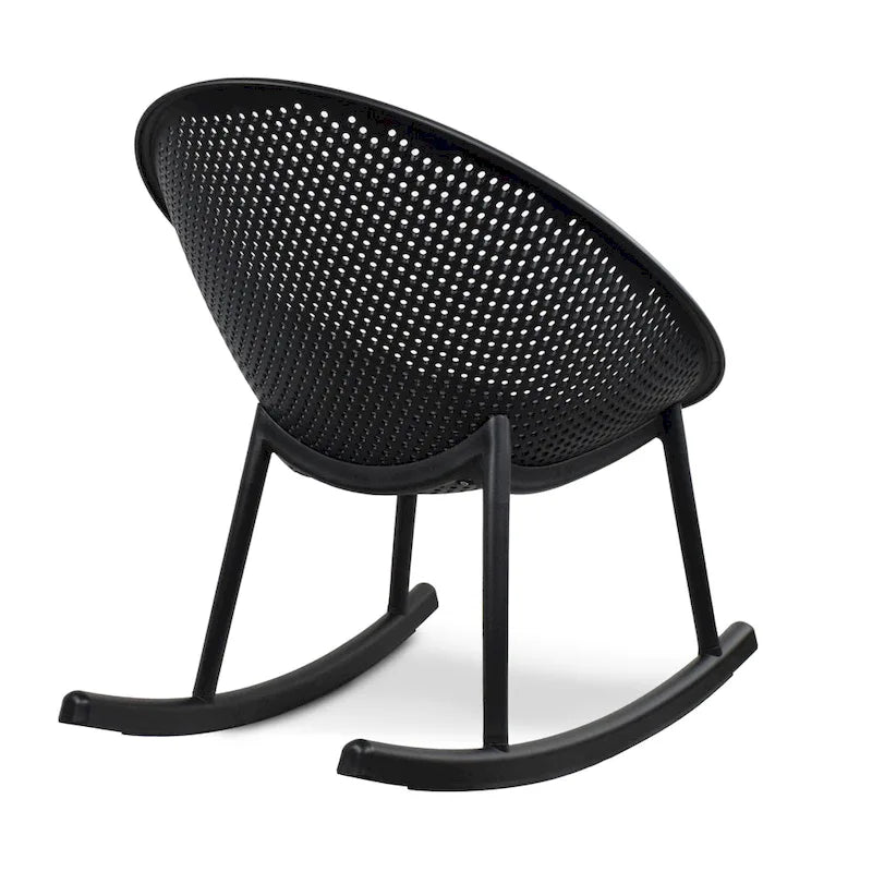 Set of 2 Mid-Century Modern Plastic Rocking Lounge Chair Plastic Legs with Breathable Egg Shaped Seat for Indoor/Outdoor