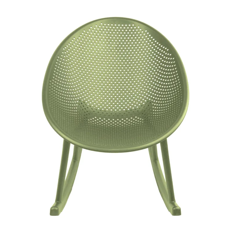 Set of 2 Mid-Century Modern Plastic Rocking Lounge Chair Plastic Legs with Breathable Egg Shaped Seat for Indoor/Outdoor