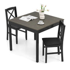 Costway 3 PCS Dining Table Set Wooden Square Kitchen Table with 2