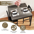 Costway 3 PCS Dining Table Set Wooden Square Kitchen Table with 2