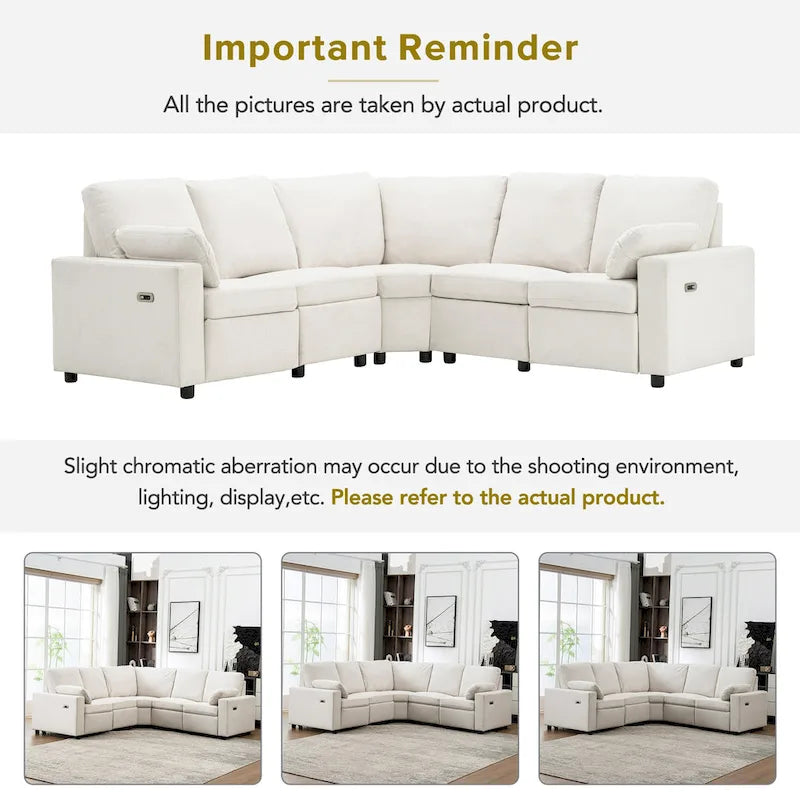 Power Recliner Sectional Sofa with 2 Storage Drawers and USB Ports Living Room L-Shaped Corner Couch for Home Theater