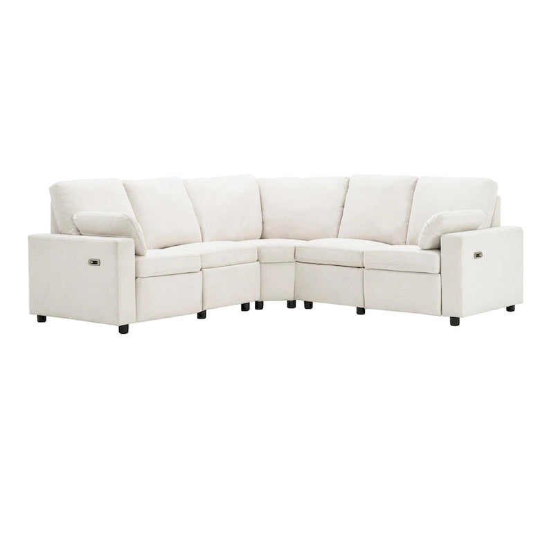 Power Recliner Sectional Sofa with 2 Storage Drawers and USB Ports Living Room L-Shaped Corner Couch for Home Theater
