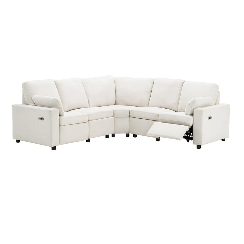 Power Recliner Sectional Sofa with 2 Storage Drawers and USB Ports Living Room L-Shaped Corner Couch for Home Theater