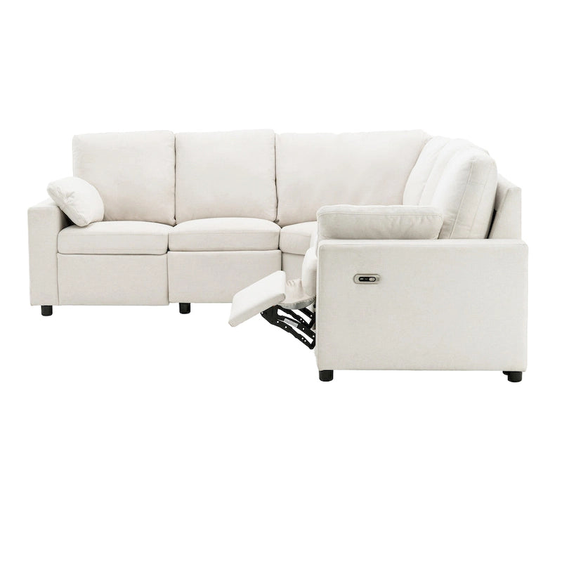 Power Recliner Sectional Sofa with 2 Storage Drawers and USB Ports Living Room L-Shaped Corner Couch for Home Theater